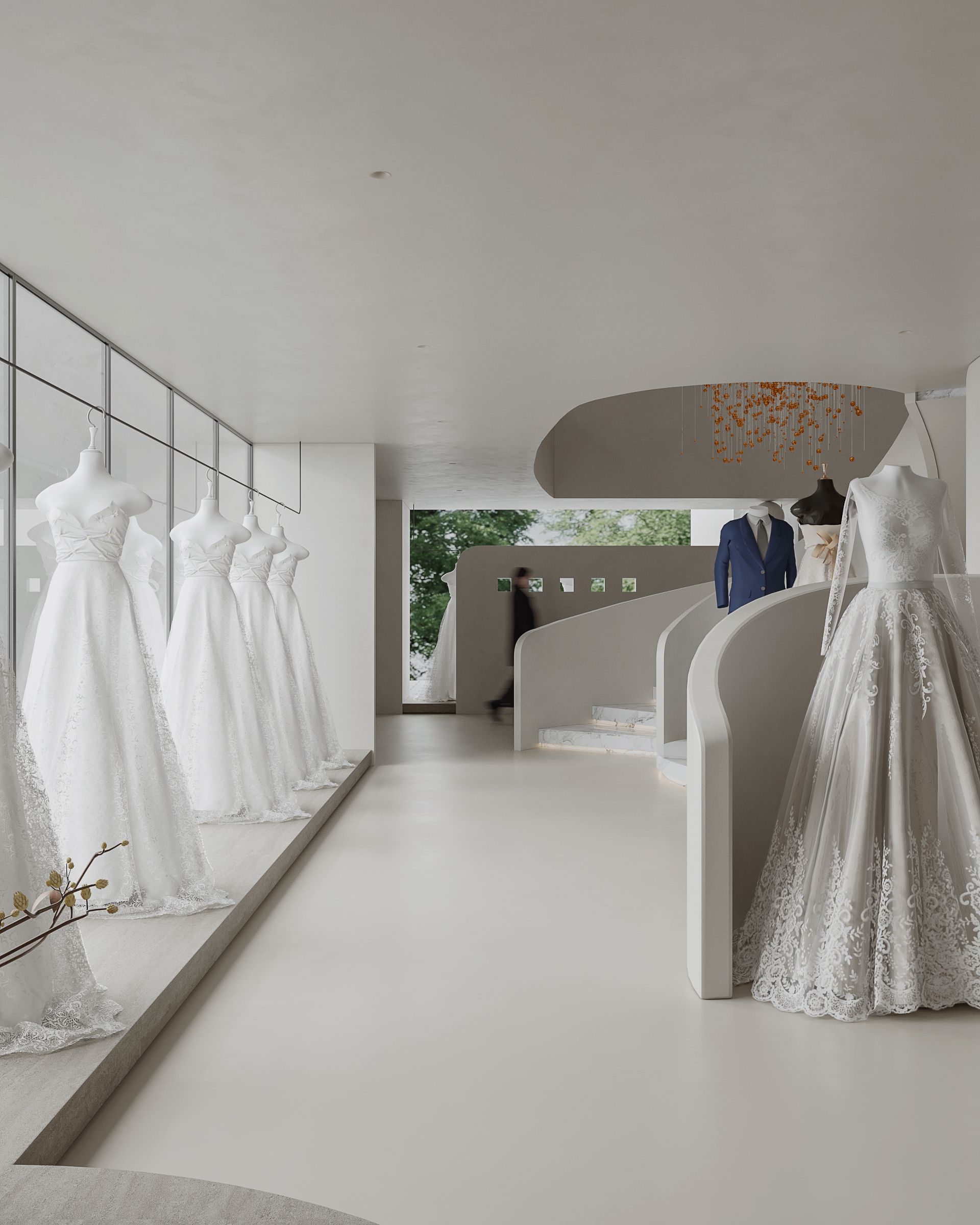 Long display passage through the boutique
