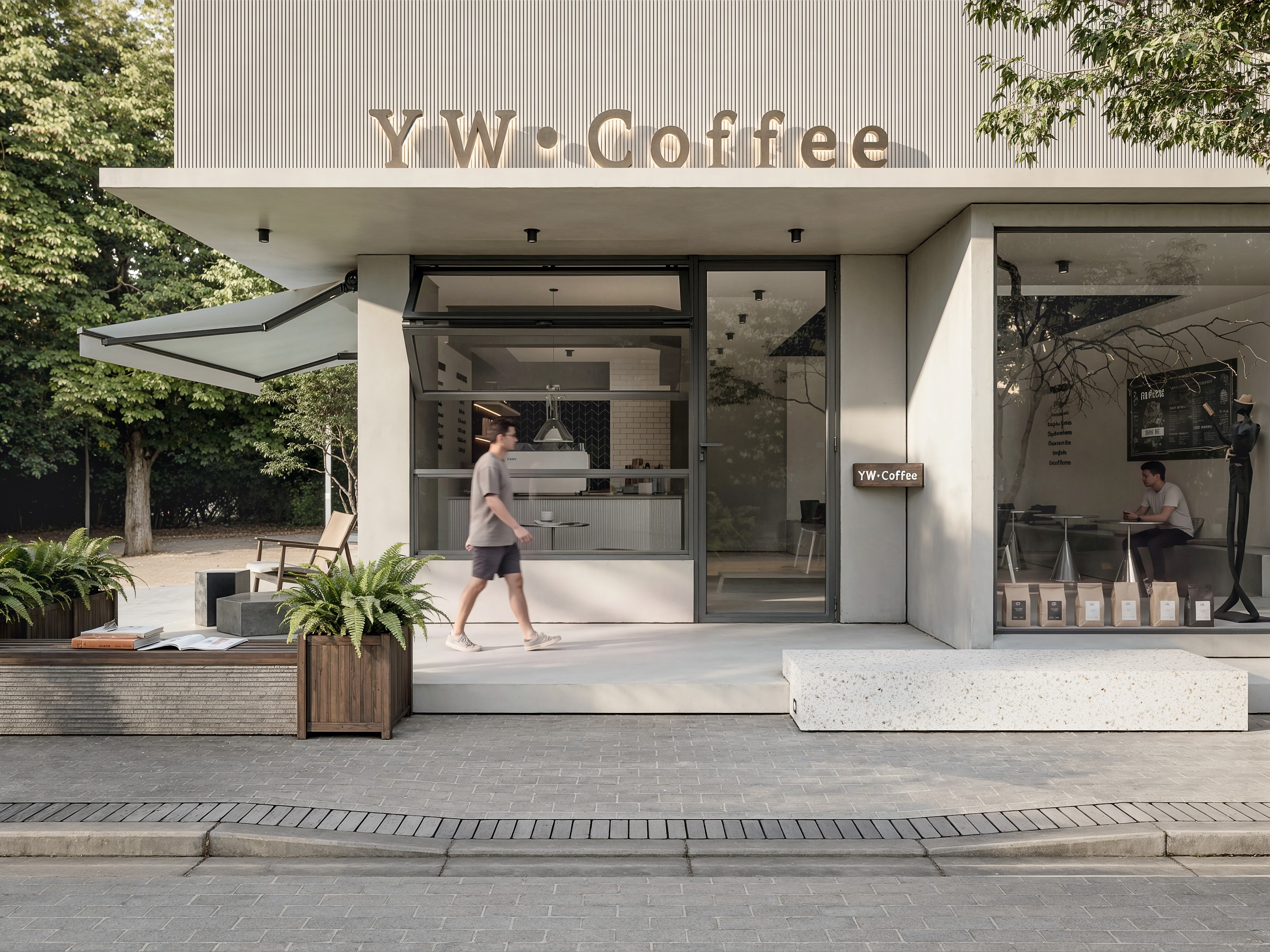 YW Coffee street facade in daylight