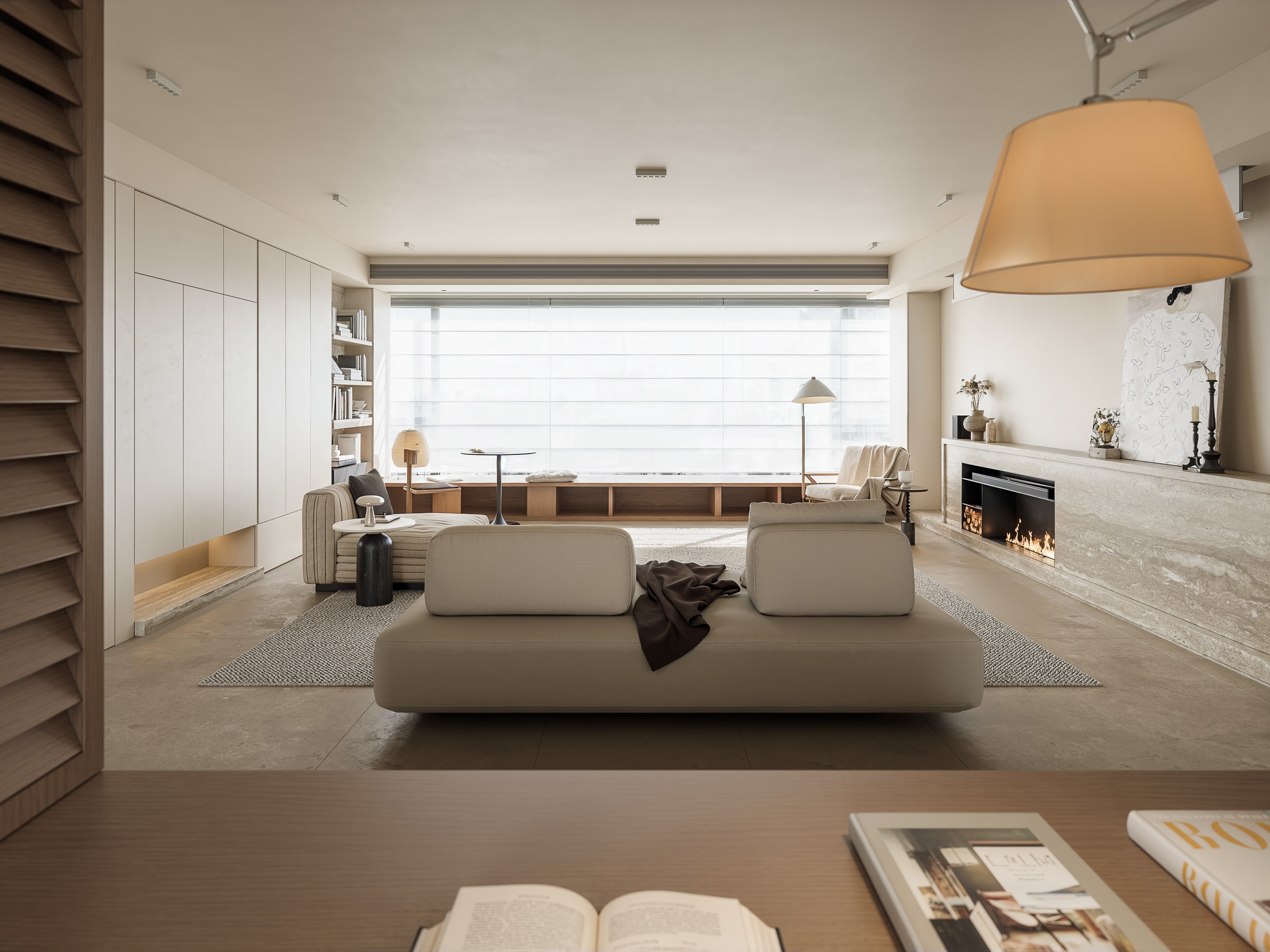 Wide soft-daylight living room