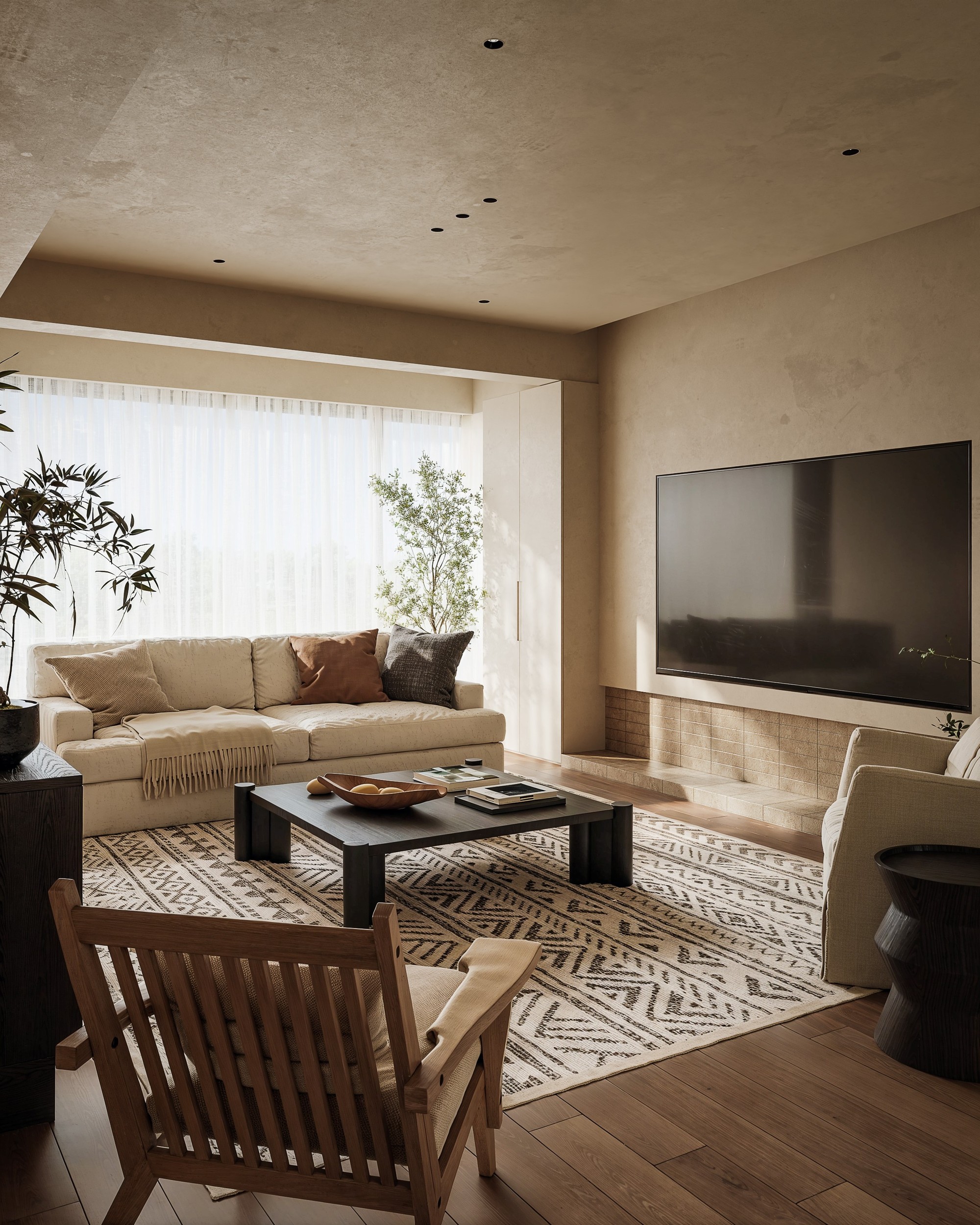 Living room detail with natural textures