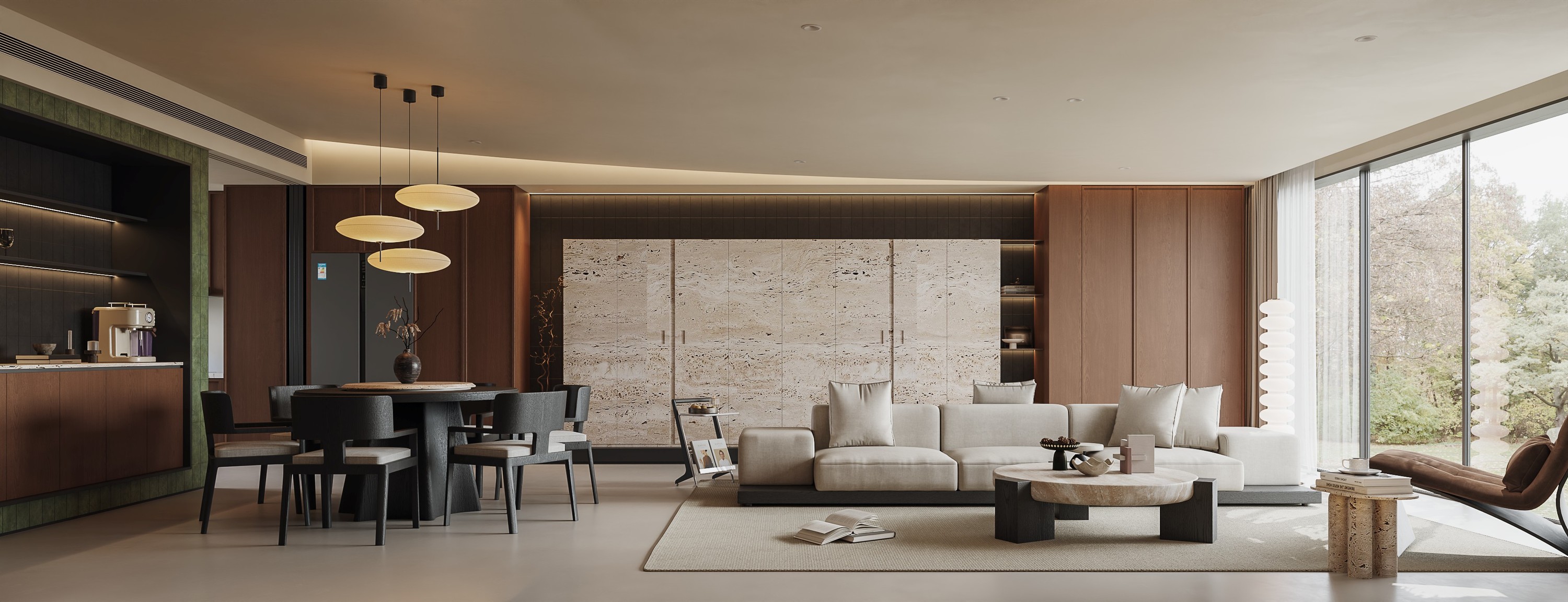 Wide open-plan living and dining room